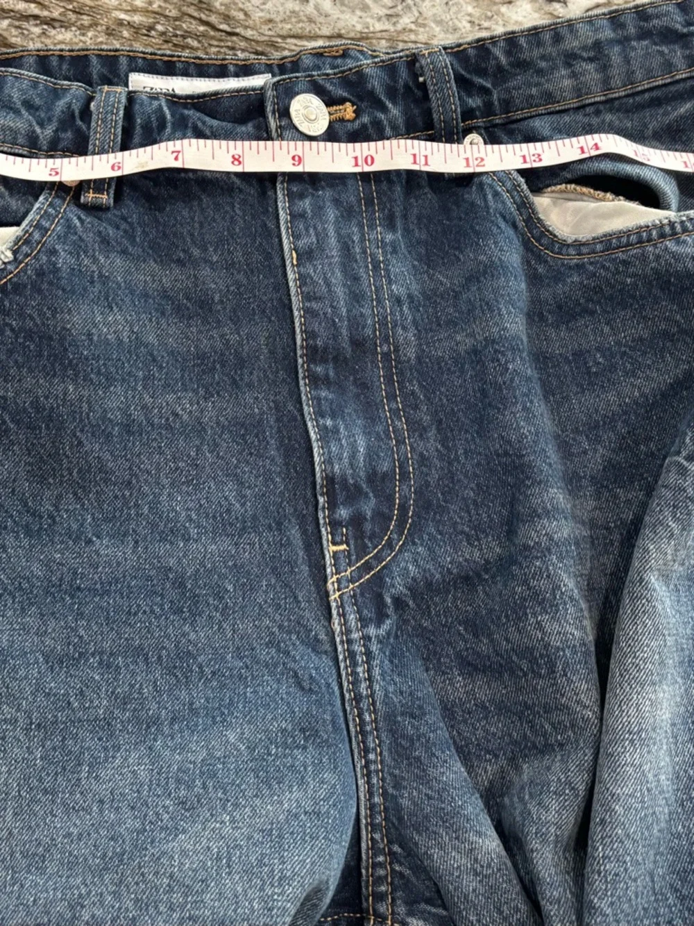 Zara Women’s Relaxed Wide Leg Jeans in Dark Blue Wash Size 10 - Picture 6 of 6